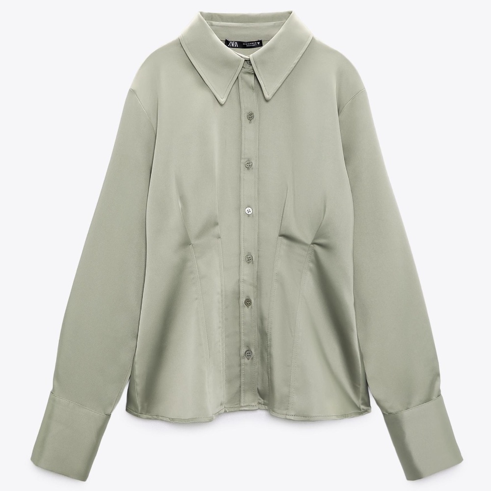 NWT Zara Fitted Satin Tailored Shirt